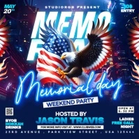 Blue Maximalist Memorial Day Weekend Party Video  Square (1:1) template