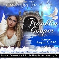 Blue Maximalist Memorial Funeral Announcement Flyer, Funeral Instagram Post template