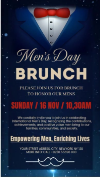 blue Maximalist Mens Day Brunch Invitation Instagram Story Instagram-Story template
