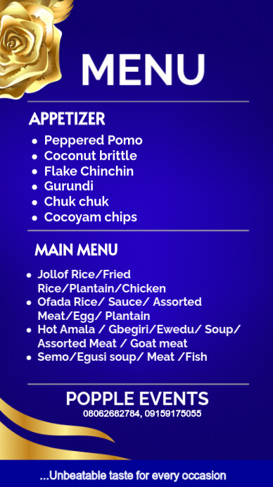 Blue Maximalist Menu List Instagram Story template