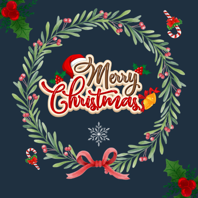 Blue Maximalist Merry Christmas Greetings  Instagram Post template