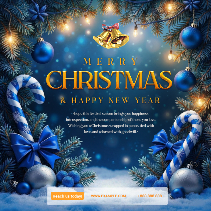 Blue Maximalist Merry Christmas Instagram Post Template | PosterMyWall