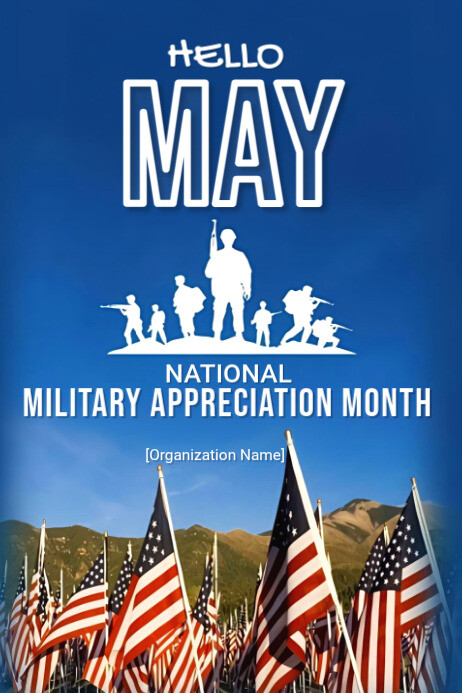 Blue Maximalist Military Appreciation Month Flyer | Honor Our Heroes | Patriotic May Event Template" Cartaz