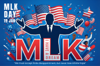 Blue Maximalist Mlk Day Poster template