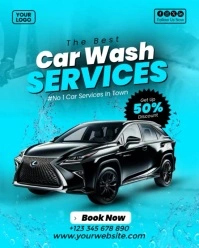 Blue Maximalist Mobile Car Wash Services Instagram Portrait template