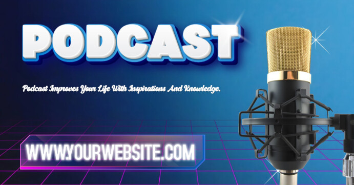 Blue Maximalist Modern Daily Podcast  Facebook Event Cover template