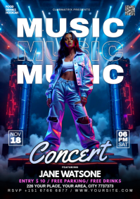 Blue Maximalist Music Concert  A1 template