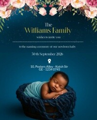 Blue Maximalist Naming Ceremony Flyer  Instagram Portrait template