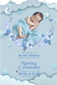 Blue Maximalist Naming Ceremony Invitation Pi Pinterest Graphic template