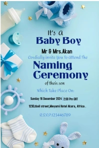 Blue Maximalist Naming Ceremony  Pinterest Graphic template