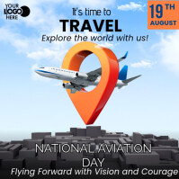 Blue Maximalist National Aviation Day Instagram Post template
