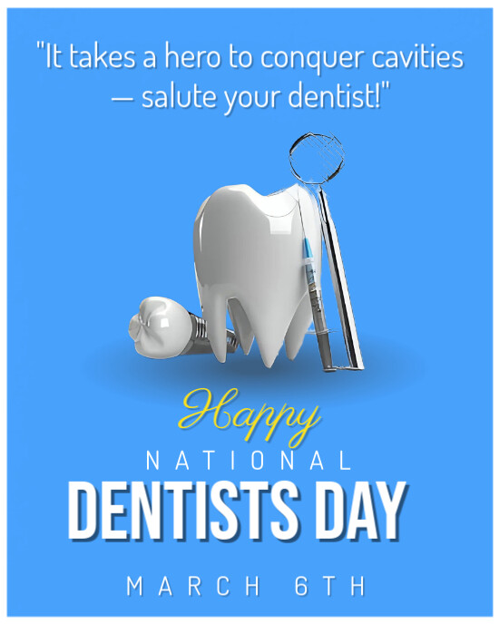 Blue Maximalist National Dentist Day Instagram Portrait template