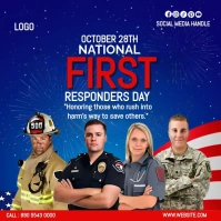 Blue Maximalist National First Responders Day  Instagram Post template