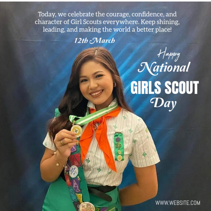 Blue Maximalist National Girls Scout Day Instagram Post template