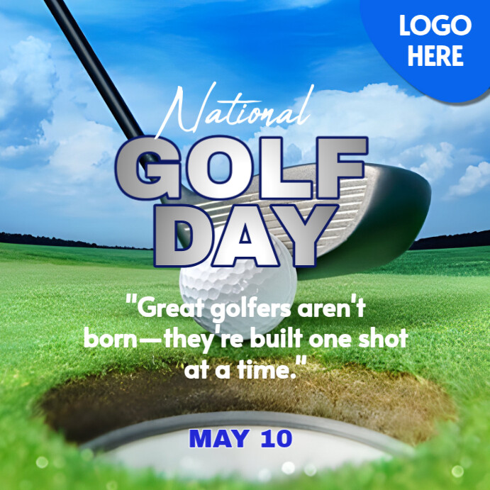 Blue Maximalist National Golf Day Instagram Post template