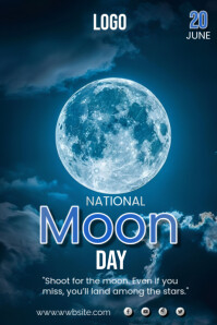 Blue Maximalist National Moon Day  Poster Plakat template