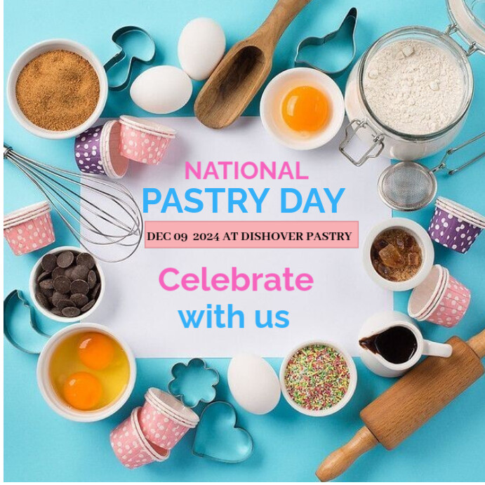 Blue Maximalist National Pastry Day Instagram Post Template | PosterMyWall