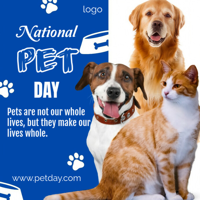 Blue Maximalist National Pet Day Instagram Post template