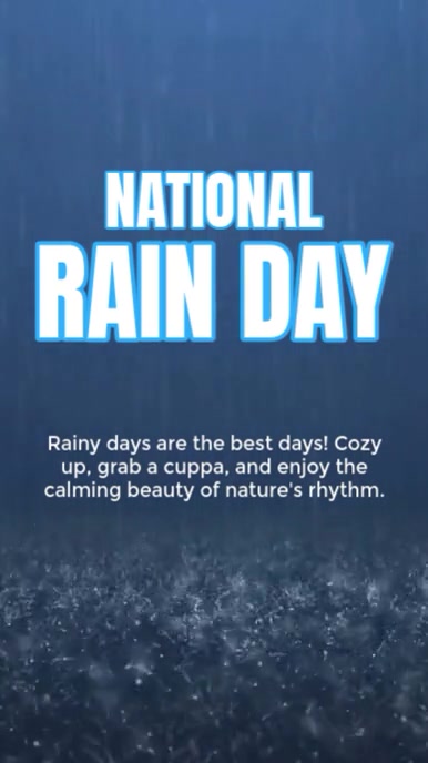 Blue Maximalist National Rain Day Instagram Reel Template | PosterMyWall