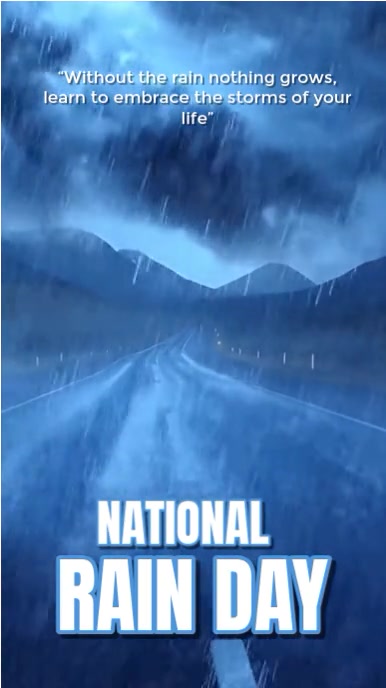 Blue Maximalist National Rain Day Instagram Reel Template | PosterMyWall