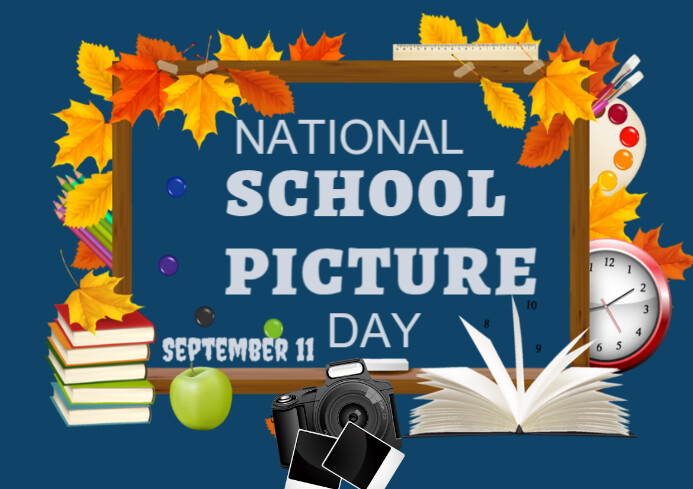 Blue Maximalist National School Picture Day A4 Template | PosterMyWall