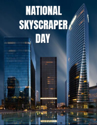 Blue Maximalist National Skyscraper Day Flyer (us Letter) Pamflet (Letter AS) template