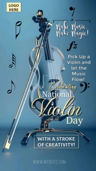 Blue Maximalist National Violin Day Instagram Story Indaba yaku-Instagram template
