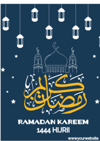 Blå Blue Maximalist Navy Blue Modern Ramadan Kareem  A6 A6 Template