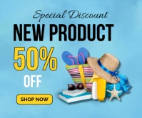 Blue Maximalist New Product Launch Large Rectangle Rettangolo grande template