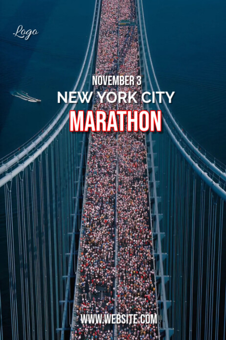 Blue Maximalist New York City Marathon  Poster template