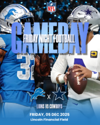 Blue Maximalist Nfl Gameday : Lions Vs Cowboys Instagram Portrait template