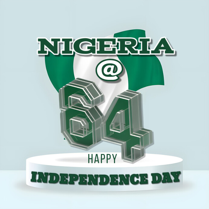 Blue Maximalist Nigeria 64 Anniversary  Instagram Post template
