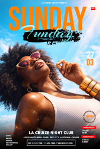 Blue Maximalist Nightclub Event Poster template