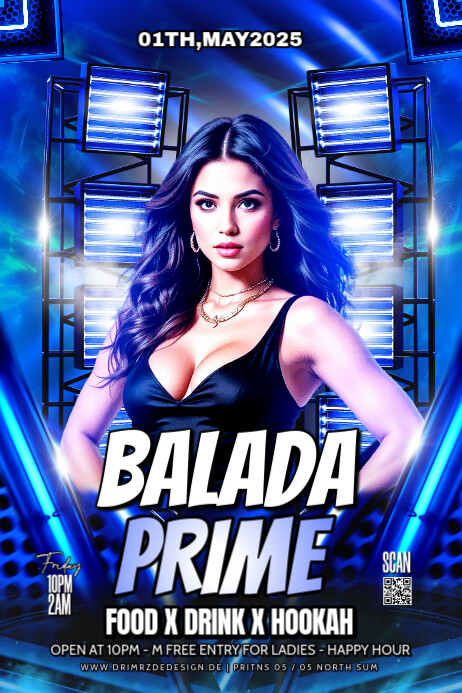 Blue Maximalist Nightclub Party Poster Plakat template