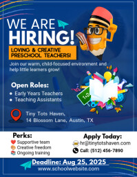 Blue Maximalist Now Hiring Teachers Template Flyer (us Letter) Volante (Carta US)