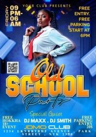Blue Maximalist Old School Night Party Flyer A3 template