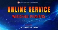 Blue Maximalist Online Church Service Template Design Facebook Event Cover