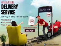 Blue Maximalist Online Delivery Services  Yard Sign template