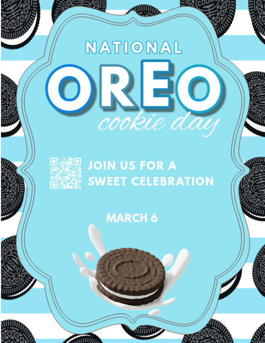 Blue Maximalist Oreo Cookie Day  Flyer (us Letter) template