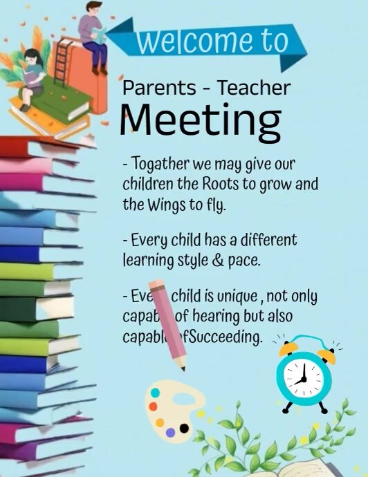 Blue Maximalist Parent Teacher Flyer (us Lett template