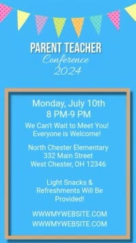 Blue Maximalist  Parents And Teachers Conference Flyer Instagram Story template