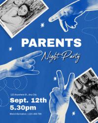 Blue Maximalist Parents Night Party Flyer  Instagram Portrait template