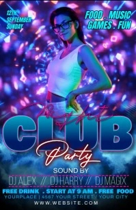 Blue Maximalist Party Half Page Wide template