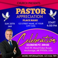 Blue Maximalist Pastor Appreciation Church Instagram Post template