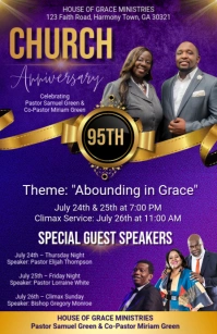 Blue Maximalist Pastoral Anniversary Flyers Tabloid template