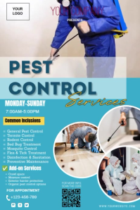 Blue Maximalist Pest Control Services Poster template