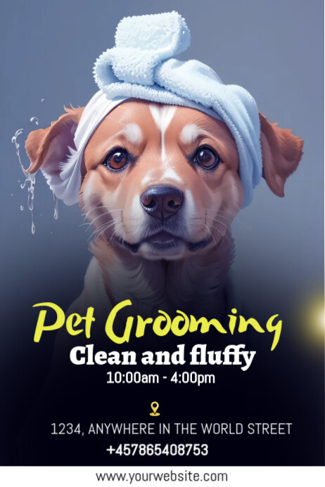 Blue Maximalist Pet Grooming Flyer Poster Template | PosterMyWall
