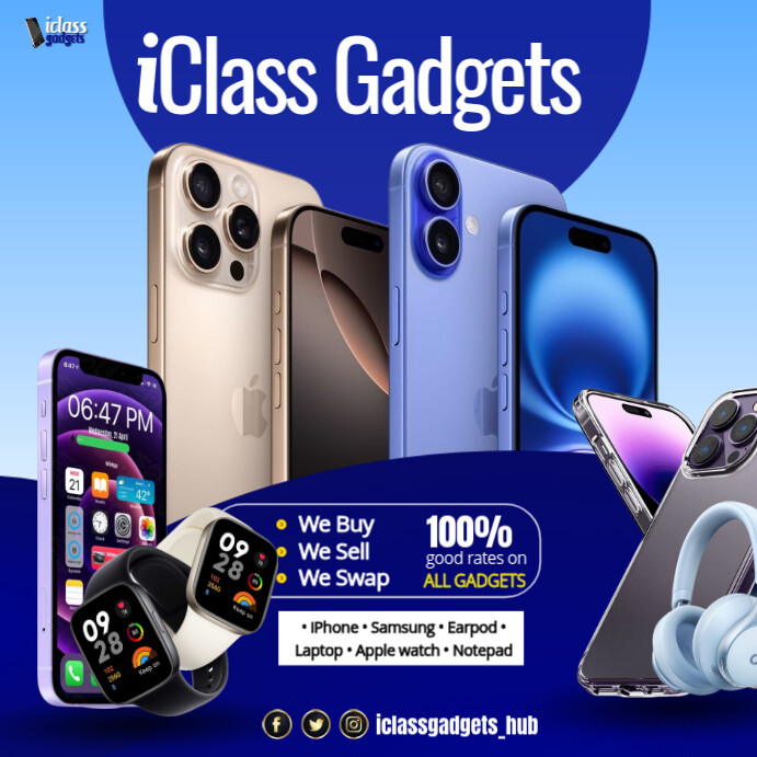 Blue Maximalist Phone Shop Flyer Design Instagram Post template