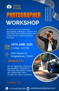 Blue Maximalist Photographer Workshop Half Page Wide template