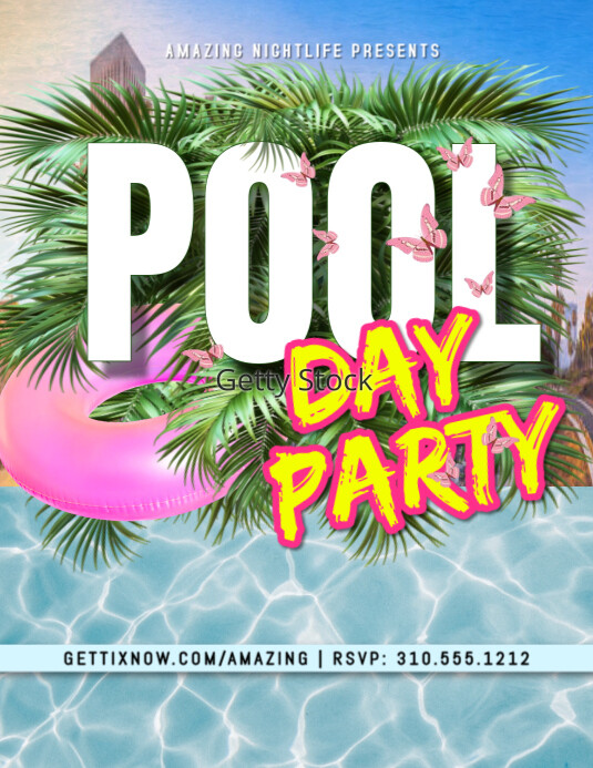 Copy of Blue Maximalist Pool Day Party Flyer (us Letter)Template ...
